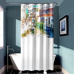 Venice T- Shirt Venice Voyage Art Digital Painting Watercolor Discovery T- Shirt (1) Shower Curtain 36  X 72  (stall)  by ZUXUMI