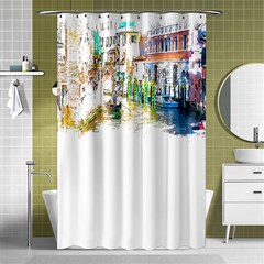 Venice T- Shirt Venice Voyage Art Digital Painting Watercolor Discovery T- Shirt (1) Shower Curtain 48  X 72  (small)  by ZUXUMI