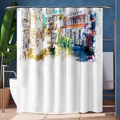 Venice T- Shirt Venice Voyage Art Digital Painting Watercolor Discovery T- Shirt (1) Shower Curtain 60  X 72  (medium)  by ZUXUMI