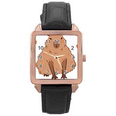 Capybara Art T- Shirt Cute Capybara Art T- Shirt Yoga Reflexion Pose T- Shirtyoga Reflexion Pose T- Shirt Rose Gold Leather Watch  by hizuto