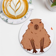 Capybara Art T- Shirt Cute Capybara Art T- Shirt Yoga Reflexion Pose T- Shirtyoga Reflexion Pose T- Shirt Uv Print Round Tile Coaster by hizuto