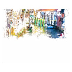 Venice T- Shirt Venice Voyage Art Digital Painting Watercolor Discovery T- Shirt (1) Premium Plush Fleece Blanket (medium)