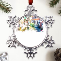 Venice T- Shirt Venice Voyage Art Digital Painting Watercolor Discovery T- Shirt (1) Metal Large Snowflake Ornament by ZUXUMI