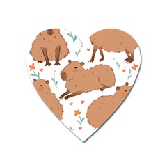 Capybara Art T- Shirt Cute Capybaras Illustration T- Shirt Yoga Reflexion Pose T- Shirtyoga Reflexion Pose T- Shirt Heart Magnet by hizuto