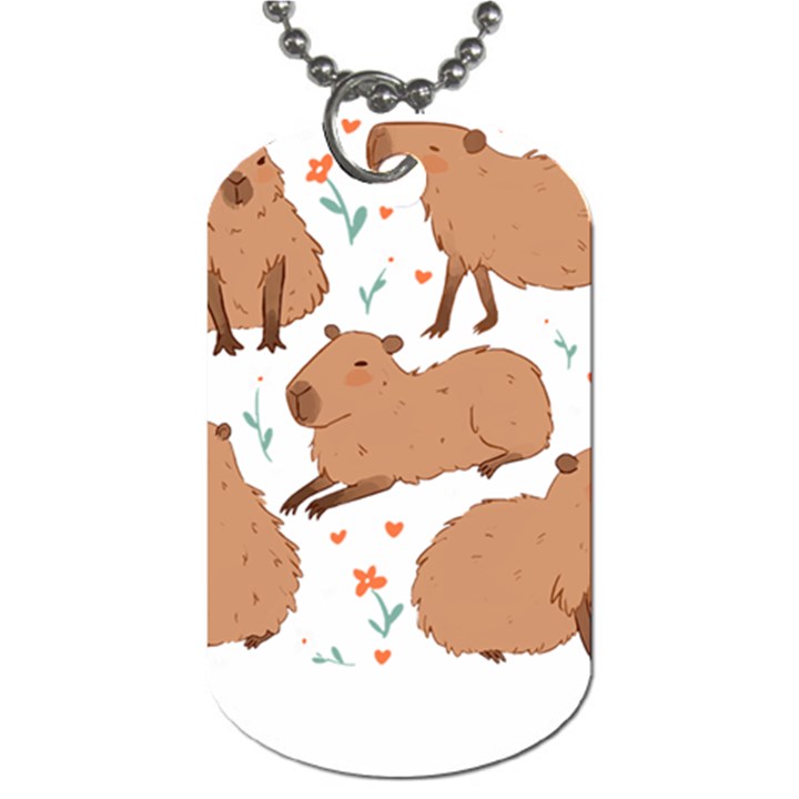 Capybara Art T- Shirt Cute Capybaras Illustration T- Shirt Yoga Reflexion Pose T- Shirtyoga Reflexion Pose T- Shirt Dog Tag (One Side)