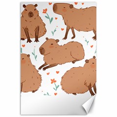 Capybara Art T- Shirt Cute Capybaras Illustration T- Shirt Yoga Reflexion Pose T- Shirtyoga Reflexion Pose T- Shirt Canvas 24  X 36  by hizuto