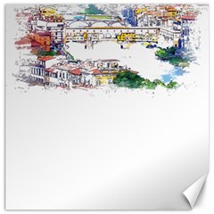 Venice T- Shirt Venice Voyage Art Digital Painting Watercolor Discovery T- Shirt (2) Canvas 12  X 12  by ZUXUMI