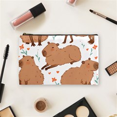 Capybara Art T- Shirt Cute Capybaras Illustration T- Shirt Yoga Reflexion Pose T- Shirtyoga Reflexion Pose T- Shirt Cosmetic Bag (medium) by hizuto