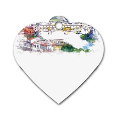 Venice T- Shirt Venice Voyage Art Digital Painting Watercolor Discovery T- Shirt (2) Dog Tag Heart (one Side) by ZUXUMI