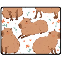 Capybara Art T- Shirt Cute Capybaras Illustration T- Shirt Yoga Reflexion Pose T- Shirtyoga Reflexion Pose T- Shirt Fleece Blanket (medium) by hizuto