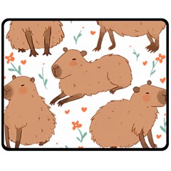 Capybara Art T- Shirt Cute Capybaras Illustration T- Shirt Yoga Reflexion Pose T- Shirtyoga Reflexion Pose T- Shirt Two Sides Fleece Blanket (medium) by hizuto