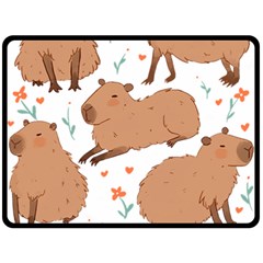 Capybara Art T- Shirt Cute Capybaras Illustration T- Shirt Yoga Reflexion Pose T- Shirtyoga Reflexion Pose T- Shirt Two Sides Fleece Blanket (large) by hizuto