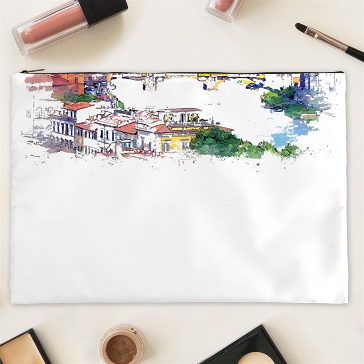 Venice T- Shirt Venice Voyage Art Digital Painting Watercolor Discovery T- Shirt (2) Cosmetic Bag (XXL)