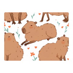 Capybara Art T- Shirt Cute Capybaras Illustration T- Shirt Yoga Reflexion Pose T- Shirtyoga Reflexion Pose T- Shirt Two Sides Premium Plush Fleece Blanket (mini) by hizuto