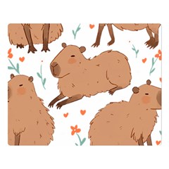 Capybara Art T- Shirt Cute Capybaras Illustration T- Shirt Yoga Reflexion Pose T- Shirtyoga Reflexion Pose T- Shirt Two Sides Premium Plush Fleece Blanket (large) by hizuto