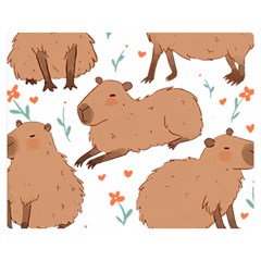 Capybara Art T- Shirt Cute Capybaras Illustration T- Shirt Yoga Reflexion Pose T- Shirtyoga Reflexion Pose T- Shirt Premium Plush Fleece Blanket (medium) by hizuto