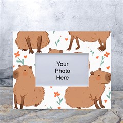 Capybara Art T- Shirt Cute Capybaras Illustration T- Shirt Yoga Reflexion Pose T- Shirtyoga Reflexion Pose T- Shirt White Tabletop Photo Frame 4 x6  by hizuto