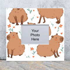 Capybara Art T- Shirt Cute Capybaras Illustration T- Shirt Yoga Reflexion Pose T- Shirtyoga Reflexion Pose T- Shirt White Wall Photo Frame 5  X 7  by hizuto