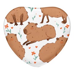 Capybara Art T- Shirt Cute Capybaras Illustration T- Shirt Yoga Reflexion Pose T- Shirtyoga Reflexion Pose T- Shirt Heart Glass Fridge Magnet (4 Pack) by hizuto