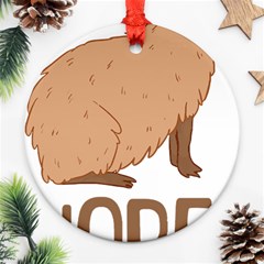 Capybara Art T- Shirt Cute Sad Capybara - Nope T- Shirt Yoga Reflexion Pose T- Shirtyoga Reflexion Pose T- Shirt Round Ornament (two Sides)