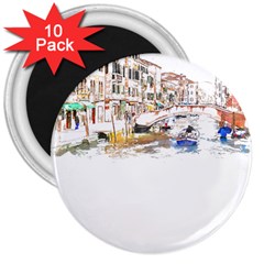 Venice T- Shirt Venice Voyage Art Digital Painting Watercolor Discovery T- Shirt (3) 3  Magnets (10 Pack)  by ZUXUMI