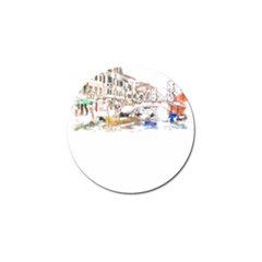 Venice T- Shirt Venice Voyage Art Digital Painting Watercolor Discovery T- Shirt (3) Golf Ball Marker by ZUXUMI