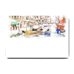 Venice T- Shirt Venice Voyage Art Digital Painting Watercolor Discovery T- Shirt (3) Small Doormat by ZUXUMI