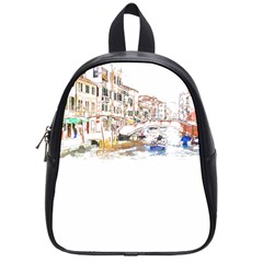 Venice T- Shirt Venice Voyage Art Digital Painting Watercolor Discovery T- Shirt (3) School Bag (small) by ZUXUMI