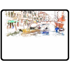 Venice T- Shirt Venice Voyage Art Digital Painting Watercolor Discovery T- Shirt (3) Fleece Blanket (large) by ZUXUMI