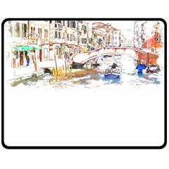 Venice T- Shirt Venice Voyage Art Digital Painting Watercolor Discovery T- Shirt (3) Fleece Blanket (medium) by ZUXUMI