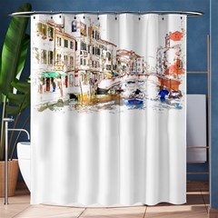 Venice T- Shirt Venice Voyage Art Digital Painting Watercolor Discovery T- Shirt (3) Shower Curtain 60  X 72  (medium)  by ZUXUMI