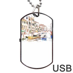 Venice T- Shirt Venice Voyage Art Digital Painting Watercolor Discovery T- Shirt (3) Dog Tag Usb Flash (one Side) by ZUXUMI