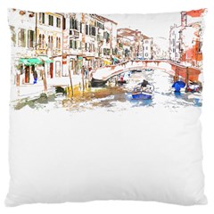 Venice T- Shirt Venice Voyage Art Digital Painting Watercolor Discovery T- Shirt (3) Large Cushion Case (two Sides) by ZUXUMI