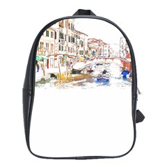 Venice T- Shirt Venice Voyage Art Digital Painting Watercolor Discovery T- Shirt (3) School Bag (xl) by ZUXUMI