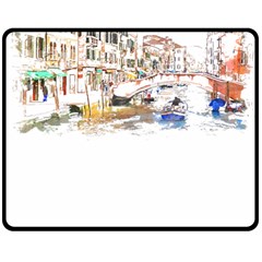 Venice T- Shirt Venice Voyage Art Digital Painting Watercolor Discovery T- Shirt (3) Two Sides Fleece Blanket (medium) by ZUXUMI