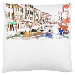 Venice T- Shirt Venice Voyage Art Digital Painting Watercolor Discovery T- Shirt (3) Large Premium Plush Fleece Cushion Case (one Side) by ZUXUMI