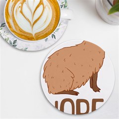 Capybara Art T- Shirt Cute Sad Capybara - Nope T- Shirt Yoga Reflexion Pose T- Shirtyoga Reflexion Pose T- Shirt Uv Print Round Tile Coaster by hizuto