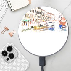 Venice T- Shirt Venice Voyage Art Digital Painting Watercolor Discovery T- Shirt (3) Wireless Fast Charger(white) by ZUXUMI