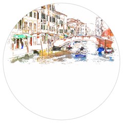 Venice T- Shirt Venice Voyage Art Digital Painting Watercolor Discovery T- Shirt (3) Round Trivet by ZUXUMI