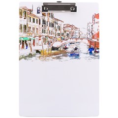 Venice T- Shirt Venice Voyage Art Digital Painting Watercolor Discovery T- Shirt (3) A4 Acrylic Clipboard by ZUXUMI