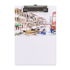 Venice T- Shirt Venice Voyage Art Digital Painting Watercolor Discovery T- Shirt (3) A5 Acrylic Clipboard by ZUXUMI