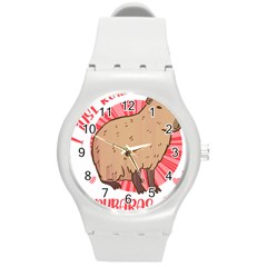 Capybara Art T- Shirt I Just Really Like Capybaras O K  T- Shirt Yoga Reflexion Pose T- Shirtyoga Reflexion Pose T- Shirt Round Plastic Sport Watch (M)