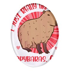 Capybara Art T- Shirt I Just Really Like Capybaras O K  T- Shirt Yoga Reflexion Pose T- Shirtyoga Reflexion Pose T- Shirt Oval Glass Fridge Magnet (4 pack)