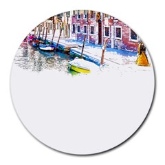 Venice T- Shirt Venice Voyage Art Digital Painting Watercolor Discovery T- Shirt (4) Round Mousepad by ZUXUMI