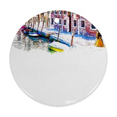 Venice T- Shirt Venice Voyage Art Digital Painting Watercolor Discovery T- Shirt (4) Ornament (round) by ZUXUMI