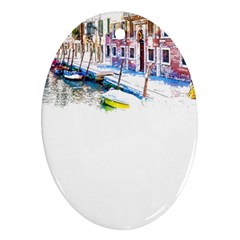 Venice T- Shirt Venice Voyage Art Digital Painting Watercolor Discovery T- Shirt (4) Ornament (oval) by ZUXUMI