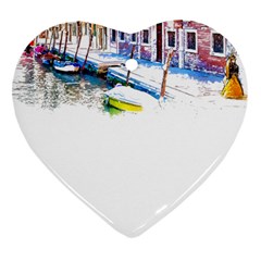 Venice T- Shirt Venice Voyage Art Digital Painting Watercolor Discovery T- Shirt (4) Ornament (heart) by ZUXUMI