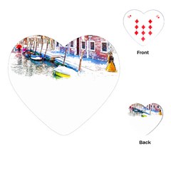 Venice T- Shirt Venice Voyage Art Digital Painting Watercolor Discovery T- Shirt (4) Playing Cards Single Design (heart)