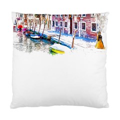 Venice T- Shirt Venice Voyage Art Digital Painting Watercolor Discovery T- Shirt (4) Standard Cushion Case (one Side) by ZUXUMI