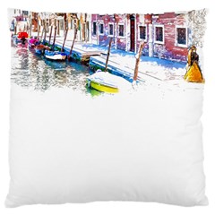 Venice T- Shirt Venice Voyage Art Digital Painting Watercolor Discovery T- Shirt (4) Large Cushion Case (one Side) by ZUXUMI